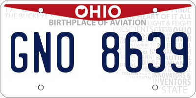 OH license plate GNO8639