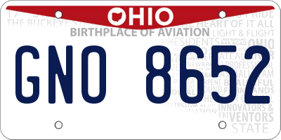 OH license plate GNO8652