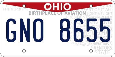 OH license plate GNO8655