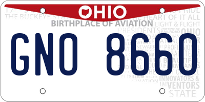 OH license plate GNO8660