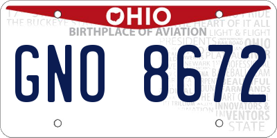 OH license plate GNO8672