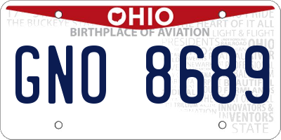 OH license plate GNO8689