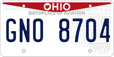 OH license plate GNO8704