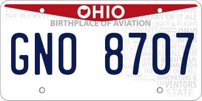OH license plate GNO8707