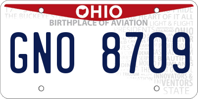 OH license plate GNO8709