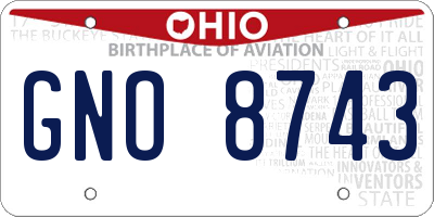 OH license plate GNO8743