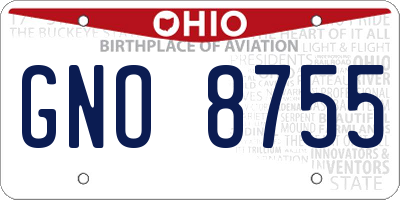 OH license plate GNO8755