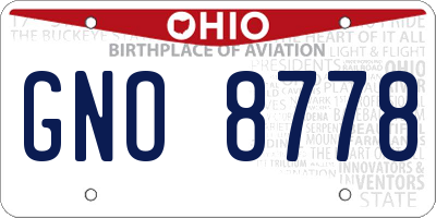 OH license plate GNO8778
