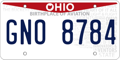OH license plate GNO8784