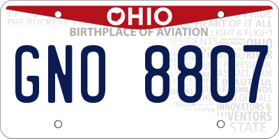 OH license plate GNO8807