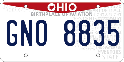 OH license plate GNO8835