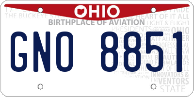 OH license plate GNO8851