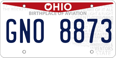 OH license plate GNO8873