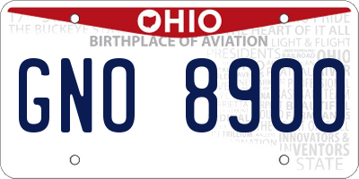 OH license plate GNO8900
