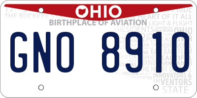 OH license plate GNO8910