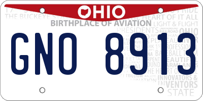 OH license plate GNO8913