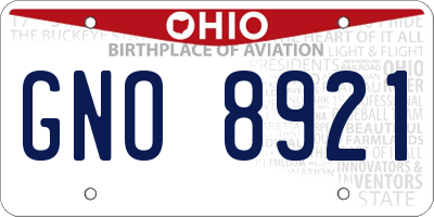 OH license plate GNO8921