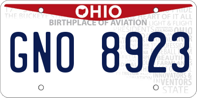 OH license plate GNO8923