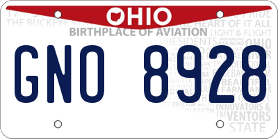 OH license plate GNO8928