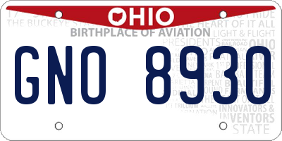 OH license plate GNO8930