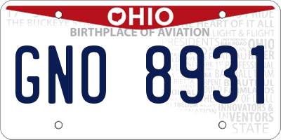 OH license plate GNO8931