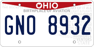 OH license plate GNO8932