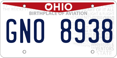 OH license plate GNO8938
