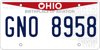 OH license plate GNO8958