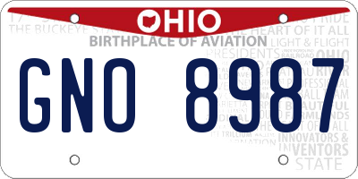 OH license plate GNO8987