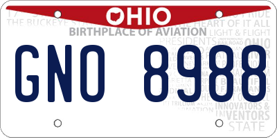 OH license plate GNO8988