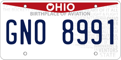 OH license plate GNO8991