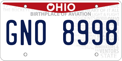 OH license plate GNO8998
