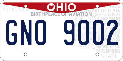 OH license plate GNO9002