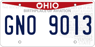 OH license plate GNO9013
