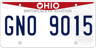 OH license plate GNO9015