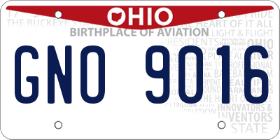 OH license plate GNO9016