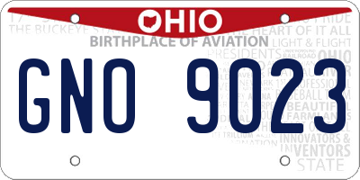 OH license plate GNO9023