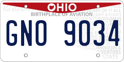 OH license plate GNO9034