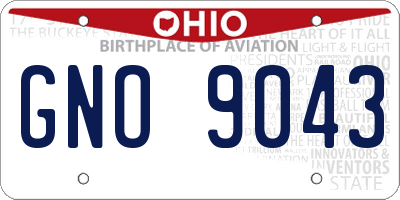 OH license plate GNO9043