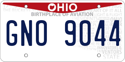 OH license plate GNO9044