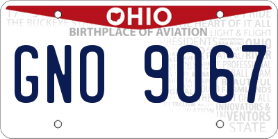 OH license plate GNO9067