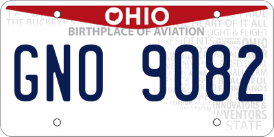 OH license plate GNO9082