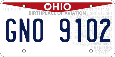 OH license plate GNO9102