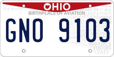 OH license plate GNO9103