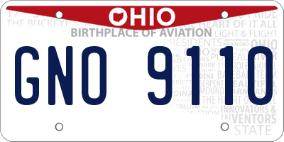 OH license plate GNO9110