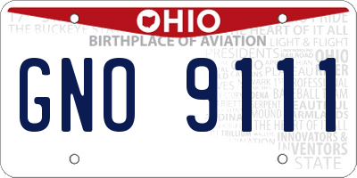 OH license plate GNO9111