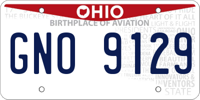 OH license plate GNO9129
