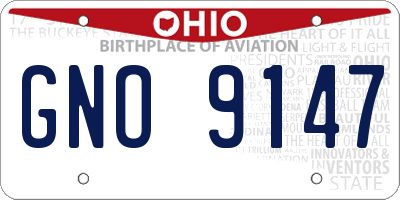 OH license plate GNO9147