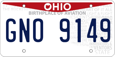 OH license plate GNO9149
