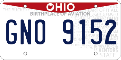 OH license plate GNO9152
